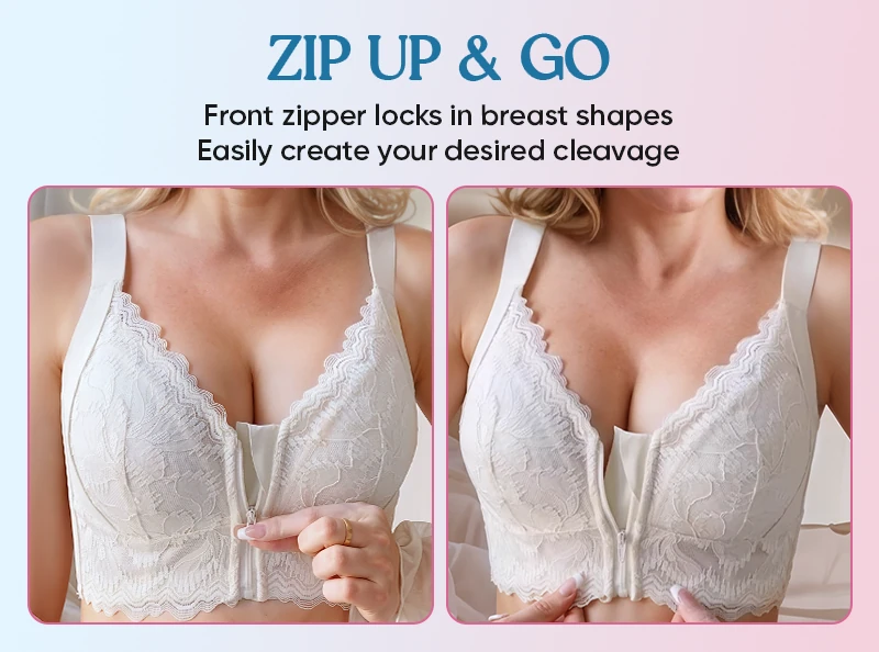 Ella Bra - Ultra Soft Front Zip Wireless Lifting Bra