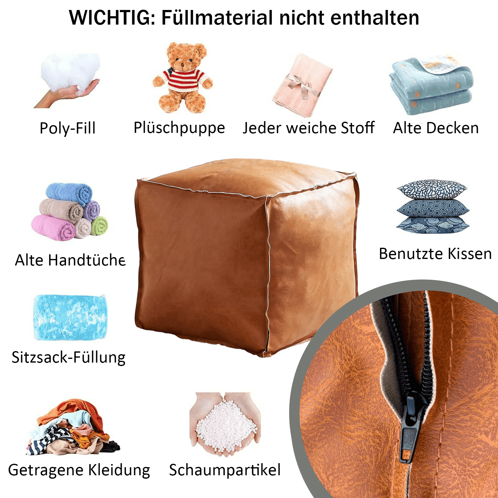 📦Befüllbare Kissen-Tasche(ohne Füllstoffe)